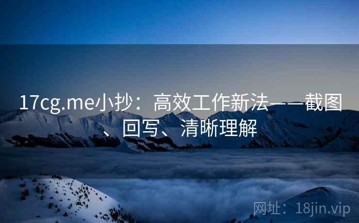 17cg.me小抄：高效工作新法——截图、回写、清晰理解